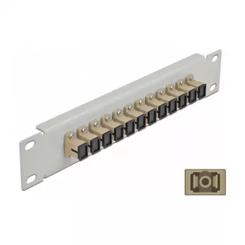 Patchpanel οπτικών ινών DeLOCK 10 ιντσών 12 Port SC Simplex μπεζ 1U γκρι