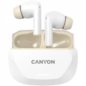 Ακουστικά CANYON HEXAGON 7 TWS ANC+ENC Ασύρματη φόρτιση Λευκό Μπεζ