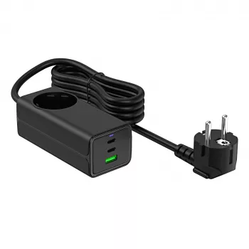 Akyga AK-CH-21 φορτιστής USB GaN 65 W, 2 x USB-C + USB-A, με πρίζα, 1,5 m, μαύρο