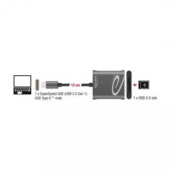 Αναγνώστης καρτών DeLOCK 91741 USB 3.2 Gen 1 Type-C μαύρο γκρι