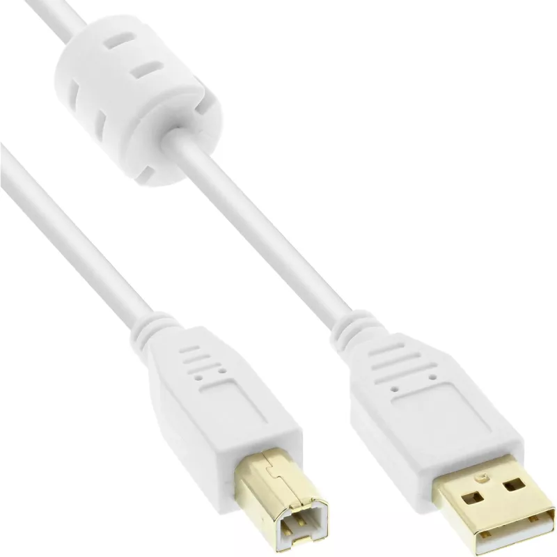 Καλώδιο Microconnect USBAB2WF USB 2.0 2 m USB A USB B Λευκό