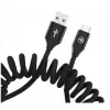 Tellur TLL155395 επεκτεινόμενο καλώδιο δεδομένων USB-A σε USB-C, 3A, 480 Mbps, 1,8 m, υφασμάτινο, μαύρο