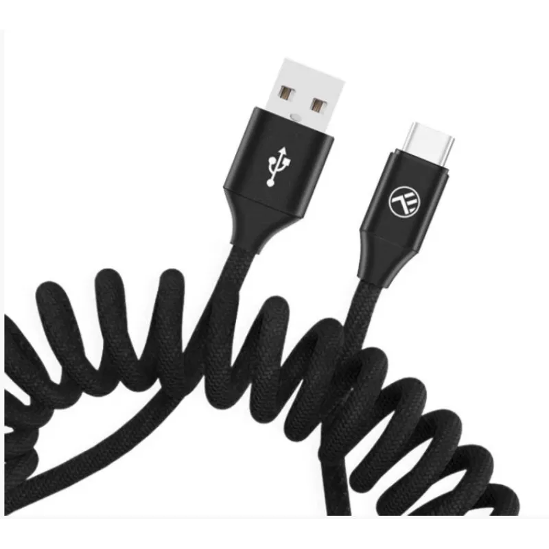 Tellur TLL155395 επεκτεινόμενο καλώδιο δεδομένων USB-A σε USB-C, 3A, 480 Mbps, 1,8 m, υφασμάτινο, μαύρο