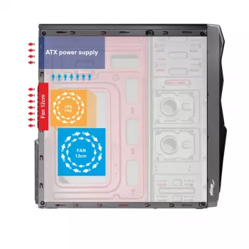 Akyga AK939BL κουτί υπολογιστή Midi-Tower, ATX / Micro-ATX / Mini-ITX, 2x USB 2.0, χωρίς τροφοδοτικό, μαύρο