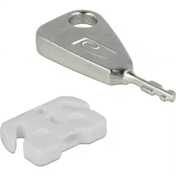 Σετ αποκλεισμού θυρών USB για υποδοχή USB-A, Κλειδαριά βύσματος Λευκό/Ασημί, 5x Αποκλεισμοί θυρών USB, 2x Κλειδιά