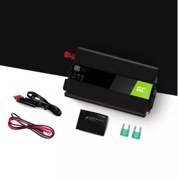 Μετατροπέας Green Cell INV03DE, 12V σε 230V, 500 W, 50 Hz, έξοδος 30 A, μαύρο