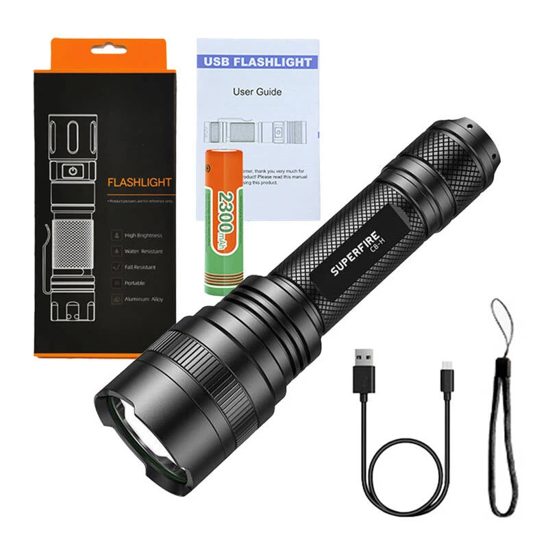 Φακός Supfire C8-H — 1200 lm, επαναφορτιζόμενος USB, εμβέλεια 250 m