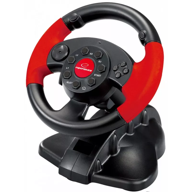 Τιμόνι ESPERANZA EG103 Gaming-Controller — PC/PS2/PS3, 13 πλήκτρα, δόνηση, αισθητήρας επιτάχυνσης, μαύρο/κόκκινο