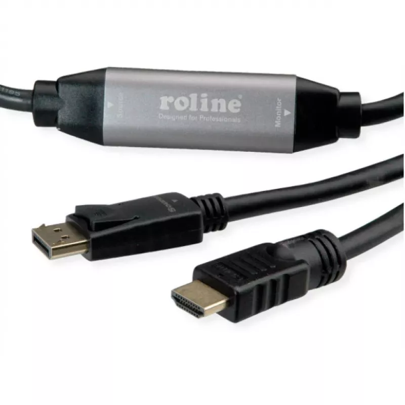 Αντάπτορας καλωδίου βίντεο ROLINE 11.04.5776 7.5m HDMI Type-A DisplayPort μαύρο