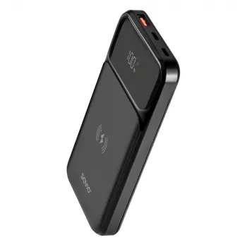 Savio BA-09 Powerbank μπαταρία πολυμερούς λιθίου (LiPo) 37 mAh Ασύρματη φόρτιση Μαύρο
