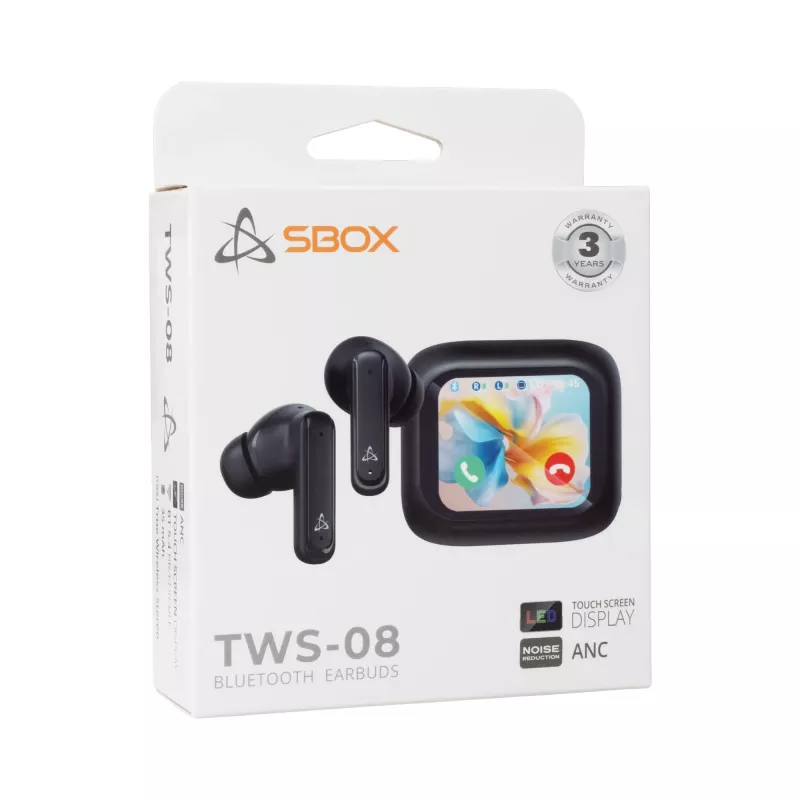 Ακουστικά SBOX EB-TWS08-B με οθόνη αφής μαύρα