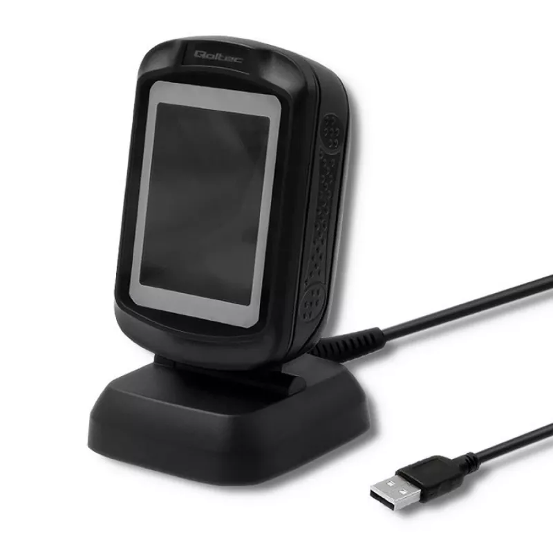 Σταθερός σαρωτής barcode 1D/2D QOLTEC 50864, αισθητήρας LED, USB (ενσύρματο), μαύρο, 145×85×80 mm