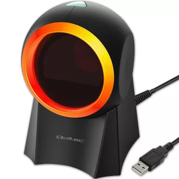 Qoltec 50857 ενσύρματος επιτραπέζιος σαρωτής barcode, 1D/2D, QR, USB, καλώδιο 1,75 m