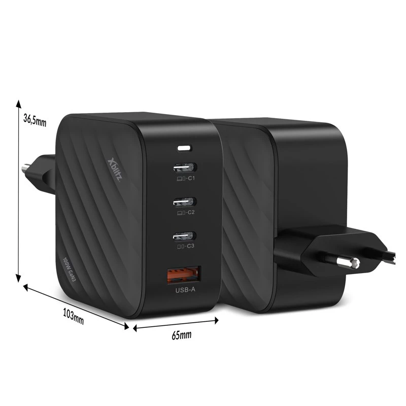 Φορτιστής Xblitz XC3 USB-C PD 100W GaN3 — τροφοδοτικό, γρήγορη φόρτιση PD