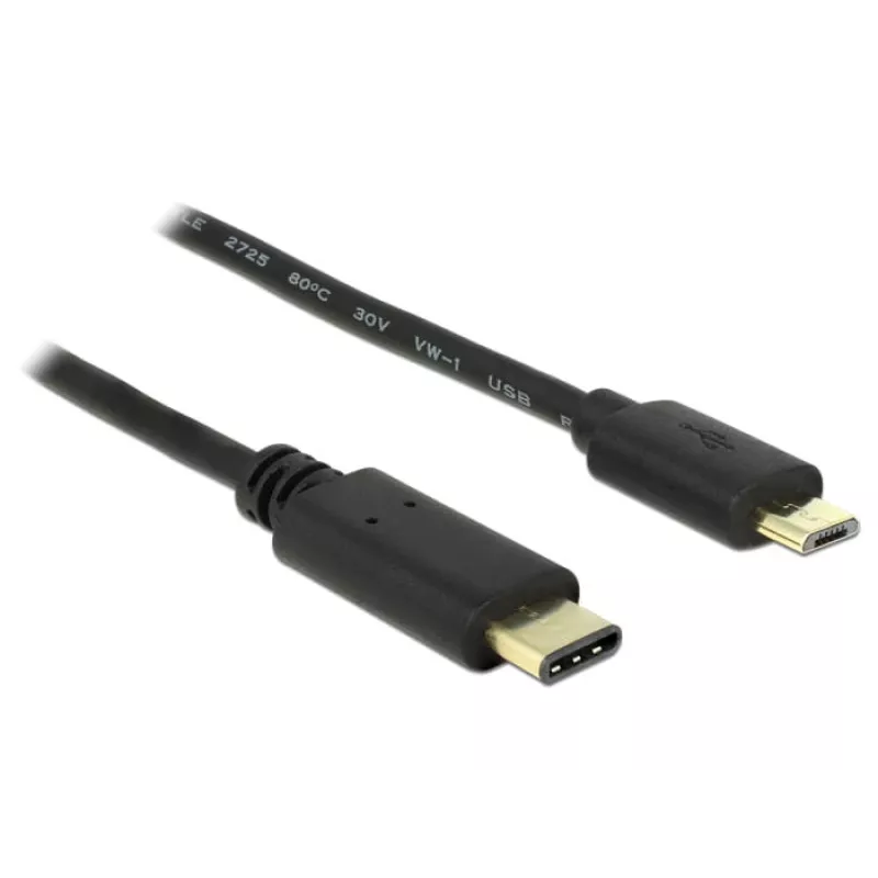 Καλώδιο USB DeLOCK 2m USB2.0-C USB2.0 Micro-B μαύρο