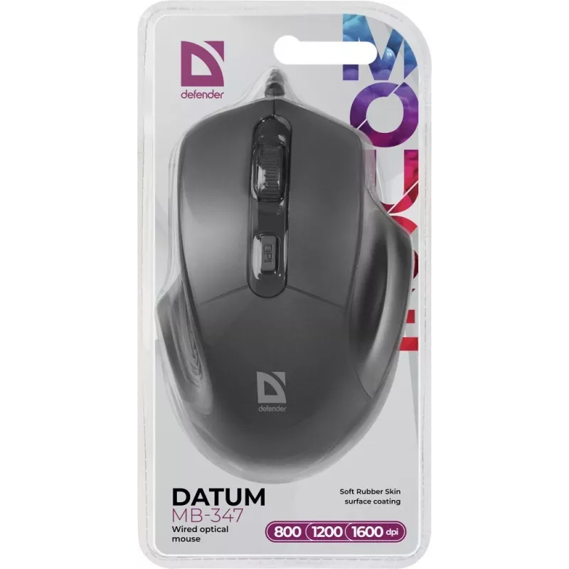 Defender DATUM MB-347 Οπτικό ποντίκι Μαύρο 1600dpi 4P