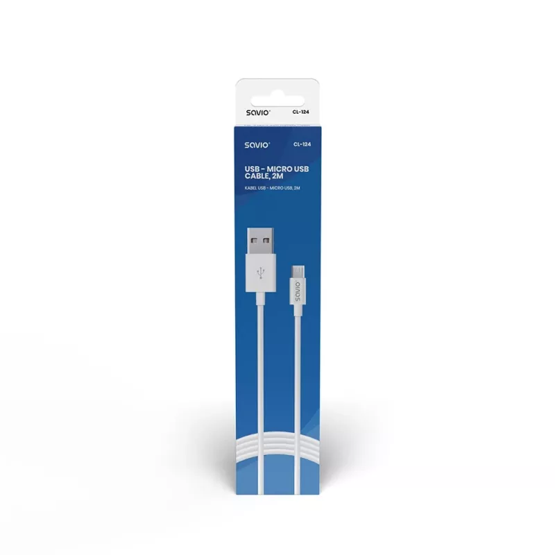 Καλώδιο USB SAVIO CL-124 USB 2.0, USB A σε Micro-USB B, 2 m, λευκό