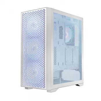 Κουτί PC LOGIC Dart Pro Midi ARGB λευκό — Midi Tower, ATX, 456×200×385 mm, max. GPU 34 cm, ύψος ψύκτρας CPU 155 mm, 3x120mm μπροστά + 1x120mm πίσω, USB 3.0 x2, USB-C x1