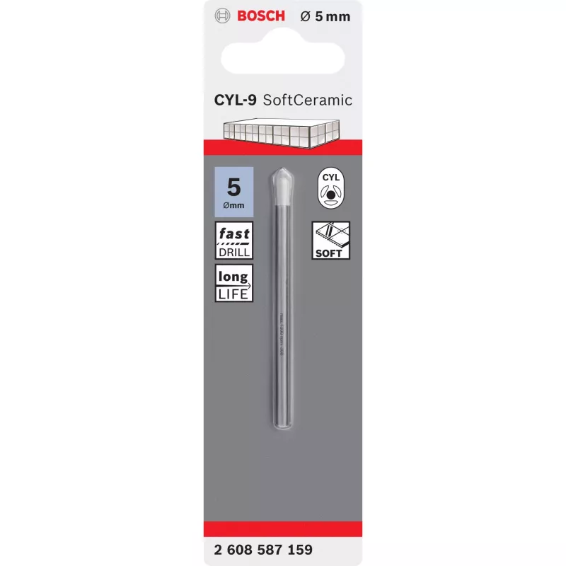 Τρυπάνι Bosch CYL-9, Διάμετρος 5 mm, Μήκος 70 mm, μεμονωμένο