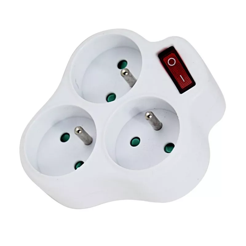 Esperanza ELK304W ηλεκτρικός διανομέας, 3 πρίζες με διακόπτη, λευκός