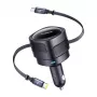 Φορτιστής αυτοκινήτου Baseus Enjoyment Max 60W με καλώδια USB-C και Lightning, ταχεία φόρτιση dual-port