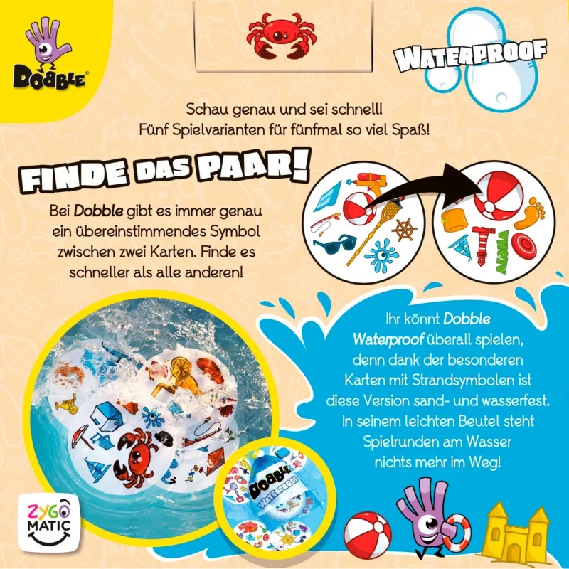 Dobble Waterproof, παιχνίδι με κάρτες