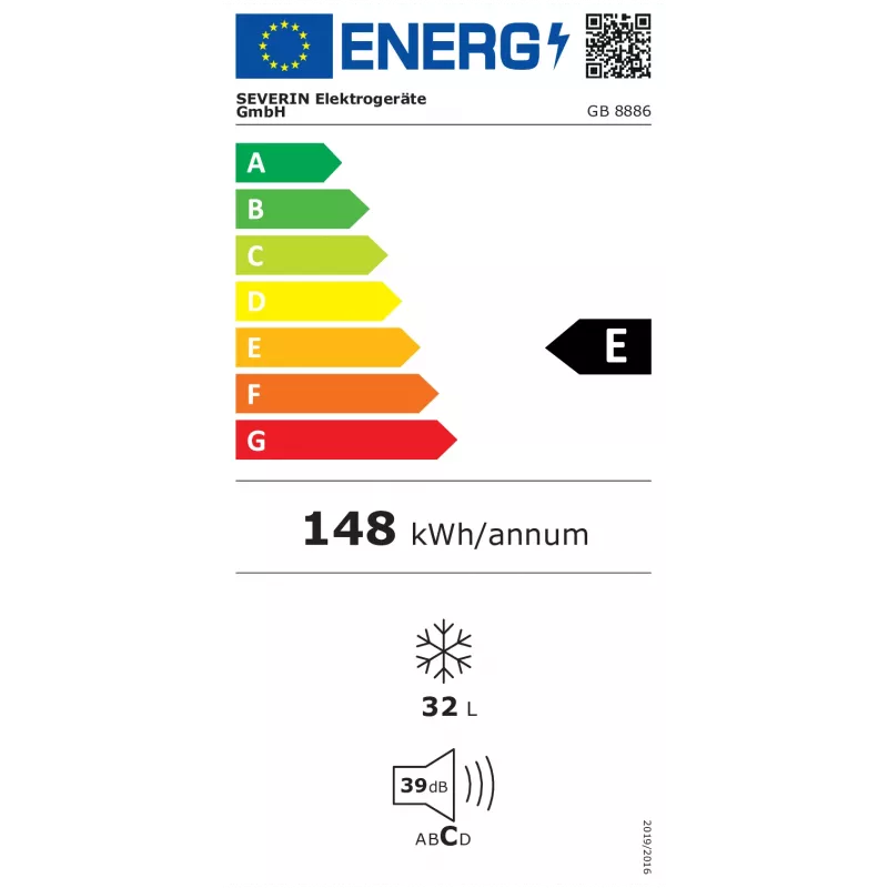Καταψύκτης SEVERIN GB 8886, 32 L καθαρός όγκος, Κλάση E, 500×480×445 mm, λευκό