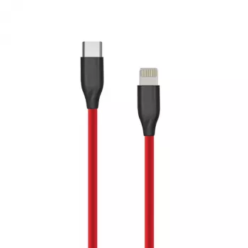 Καλώδιο σιλικόνης USB Type-C - Lightning, 1m (κόκκινο)