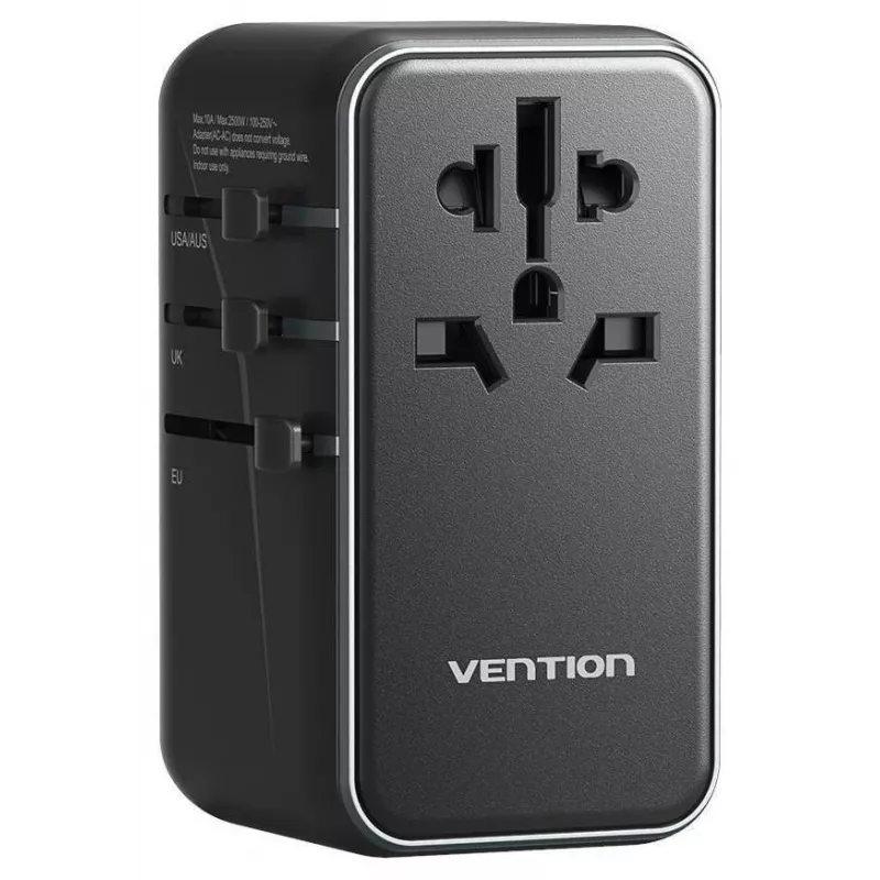 Φορτιστής Vention FJGB0 100W GaN με 3× USB-C και 1× USB-A, Μαύρο