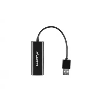 Κάρτα Δικτύου LANBERG NC-0100-01 USB 10 Gbit/s, hot-swap, Καλώδιο 0,15 m, Μαύρο