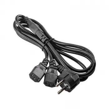 Akyga AK-PC-04A Καλώδιο Διανομής Ρεύματος CEE 7/7 σε 2x IEC C13, 1,8 m, Μαύρο