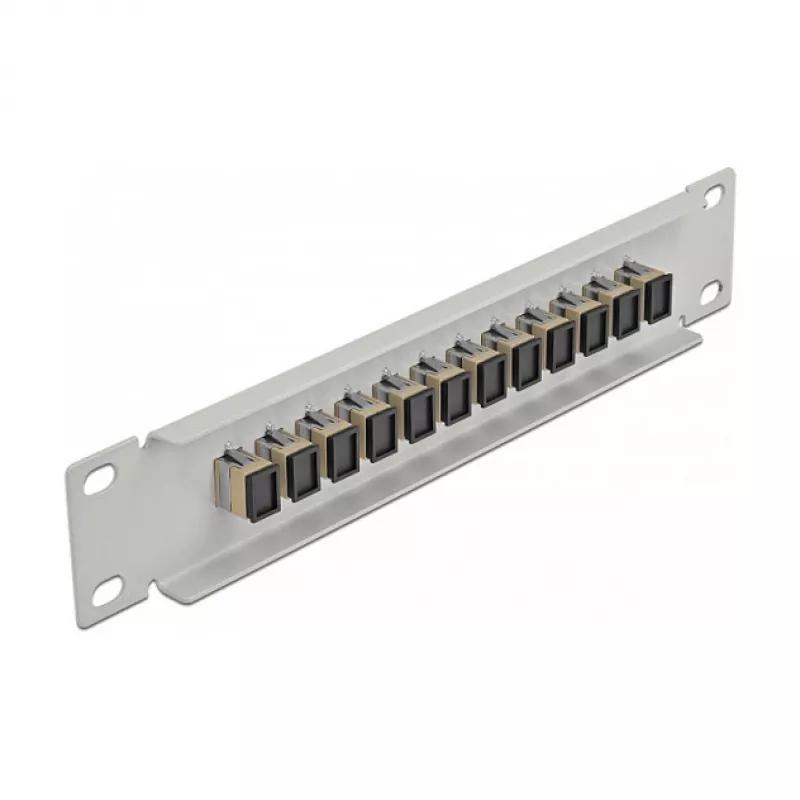 Patchpanel οπτικών ινών DeLOCK 10 ιντσών 12 Port SC Simplex μπεζ 1U γκρι