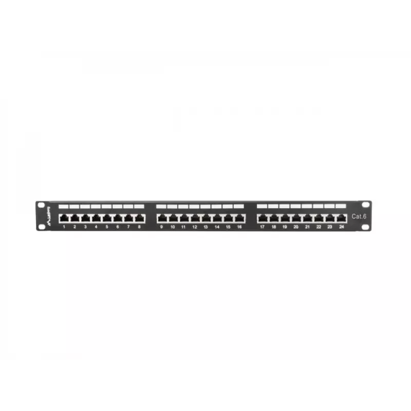Patchpanel 1U LANBERG PPS6-1024-B, 24 θυρών Cat6, μέταλλο, μαύρο, 442×114,5×44,5 mm