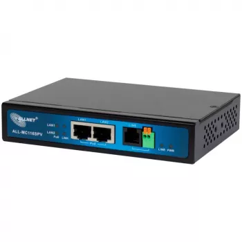 ALLNET ALL-MC116SPV-VDSL2 μόντεμ γέφυρας VDSL2 με vectoring από σημείο σε σημείο, 2x θύρες PoE IEEE 802.3at, μη διαχειριζόμενο, μαύρο
