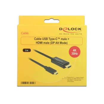 Προσαρμογέας καλωδίου βίντεο DeLOCK 85259 USB Type-C σε HDMI 2m μαύρο