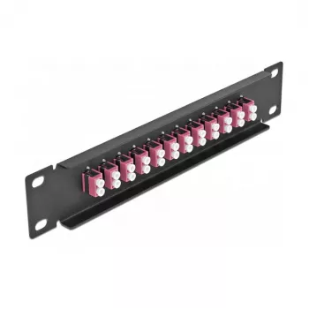 Patch Panel οπτικών ινών DeLOCK 10 ιντσών 12 Port LC Duplex μωβ 1U μαύρο