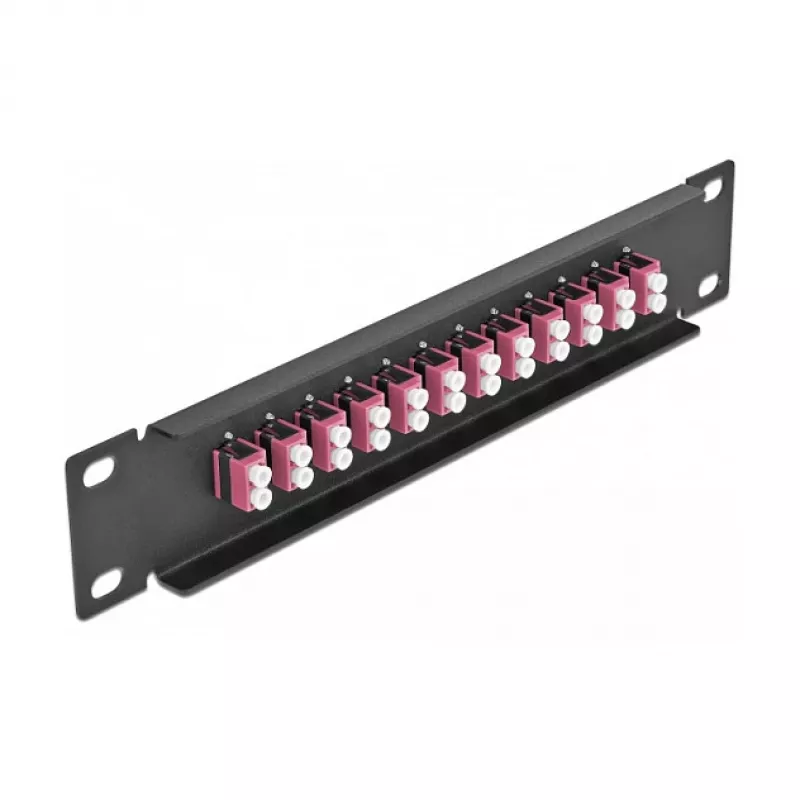 Patch Panel οπτικών ινών DeLOCK 10 ιντσών 12 Port LC Duplex μωβ 1U μαύρο