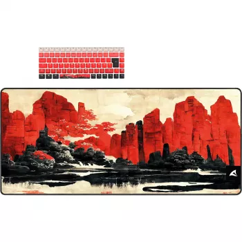Sharkoon SKILLER SGK50 S3 Design Bundle D3 σετ για παιχνίδια, ταπέτο ποντικιού 400 x 900 mm, πλήκτρα PBT, κόκκινο/μαύρο
