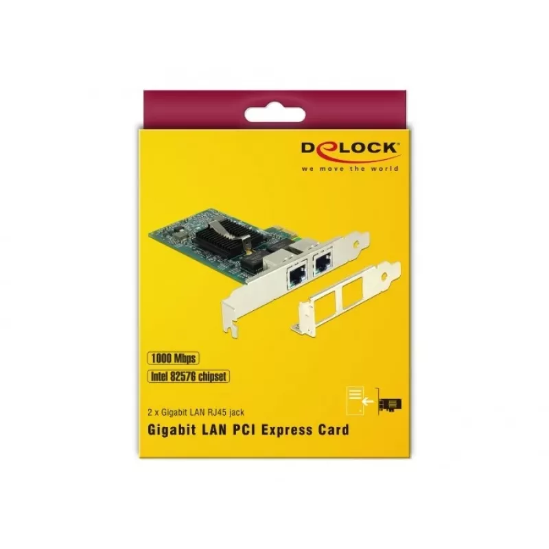 Delock Κάρτα PCIe 2x Gigabit LAN Προσαρμογέας Δικτύου