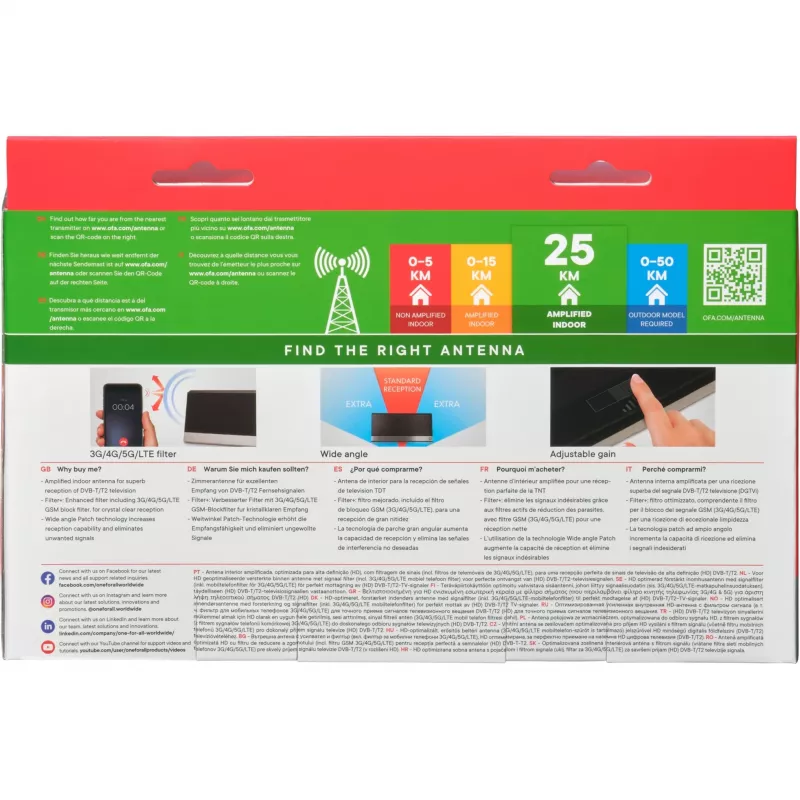 Εσωτερική κεραία One For All SV 9385 DVB-T DVB-T2 μαύρο