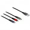 Καλώδιο φόρτισης USB DeLOCK 3-in-1 Type-A σε Lightning Micro USB USB Type-C 30 cm