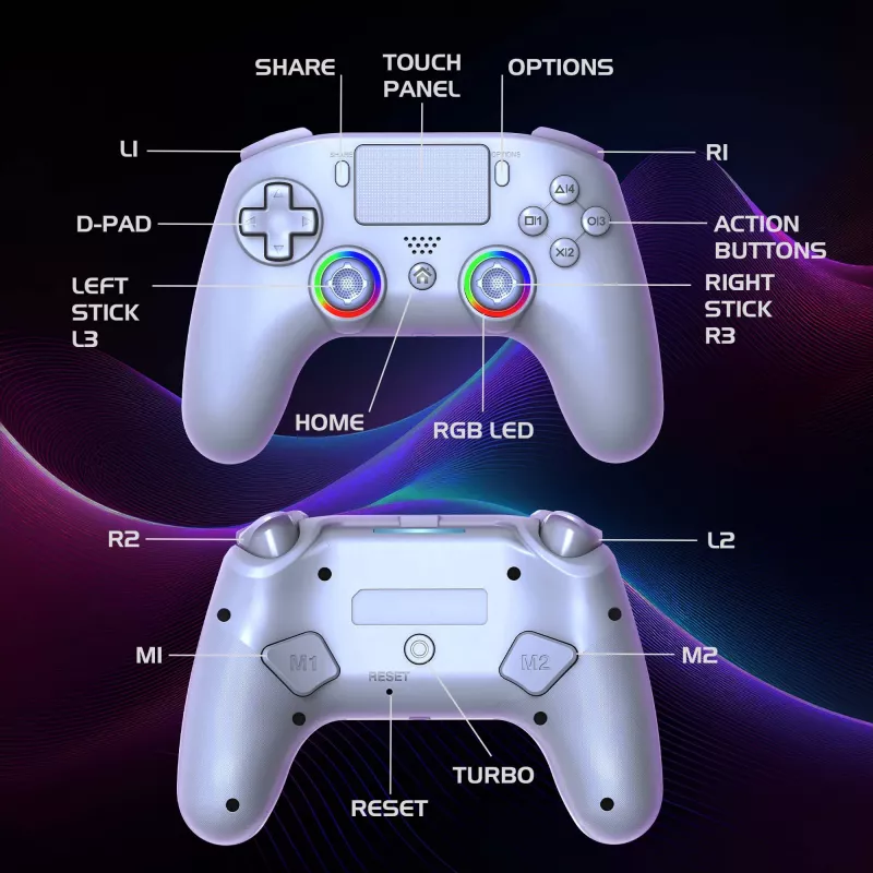 Gamepad Subsonic PS5 Wireless LED Controller λευκό D-pad Home Options Share