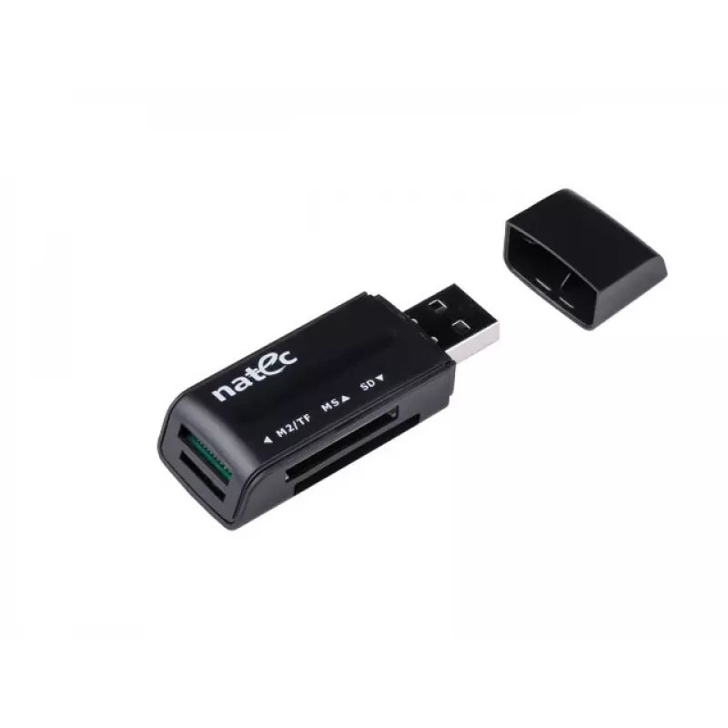 Natec MINI ANT 3 Αναγνώστης Καρτών USB 2.0 (SD, SDHC, MMC, M2, microSD), Μαύρο (NCZ-0560)