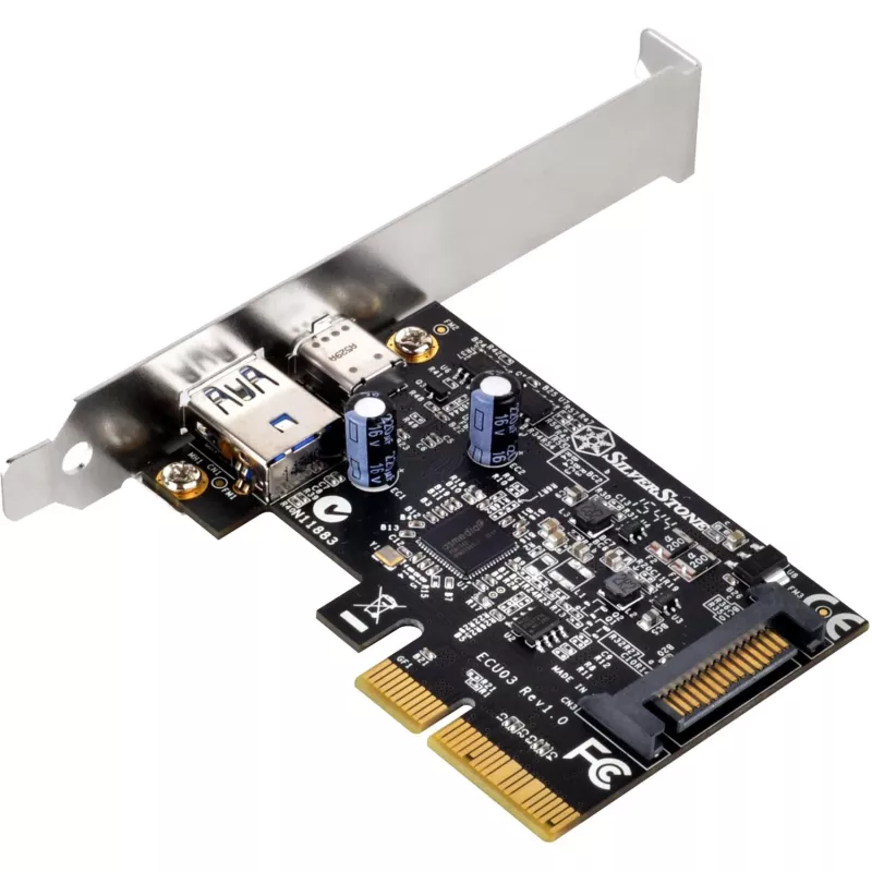 SilverStone ECU03 - Αντάπτορας USB - PCIe 2,0 x2 Low Profile - USB-C 3,1 x 1 + USB-C x 1 (SST-ECU03)