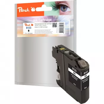 Peach PI500-81 κασέτα μελάνης με βάση χρωστικής, 19 ml, μαύρο (συμβατή με Brother LC-123)