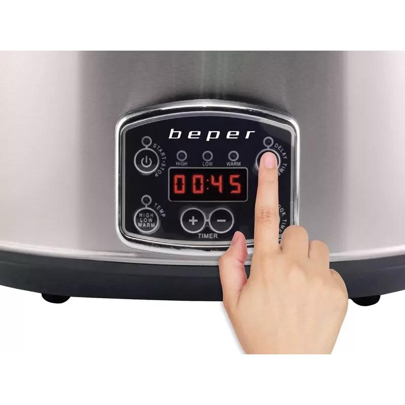 Beper BC.510 ψηφιακή αργή κατσαρόλα, 4,5 l, 280 W, ανοξείδωτο ατσάλι