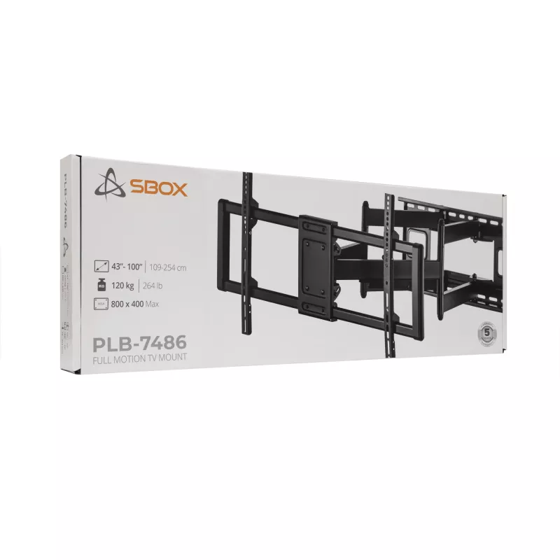 Βάση τοίχου SBOX PLB-7486 για οθόνες 43–100 kg, πλάκα 800×400 mm