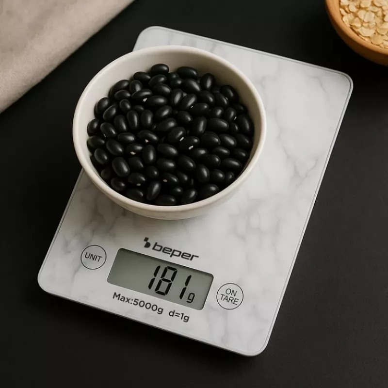 Ζυγαριά κουζίνας Beper P102BIL004 - ψηφιακή, 5 kg, 1 g, λευκό μάρμαρο
