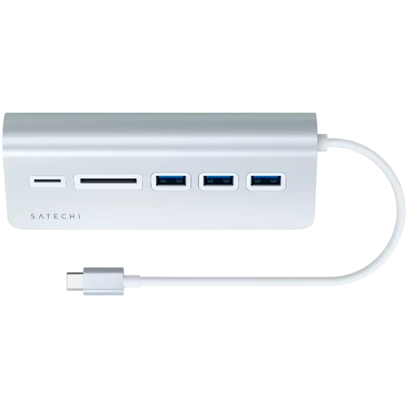Satechi Type-C Αλουμινένιο Hub USB & Αναγνώστης καρτών, ασημί, ST-TCHCRS