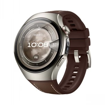 Huawei Watch 5 46 mm 55020EVY έξυπνο ρολόι, AMOLED 1,5 ιντσών 466x466, GPS, NFC, 4G LTE, τιτάνιο, ασημί/καφέ